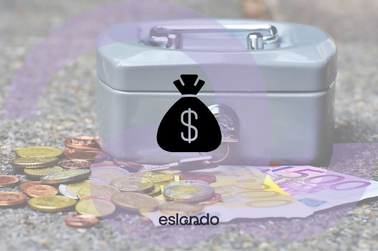 Textile waste pricing concept showing cash box and money to represent feedstock value and recycling economics